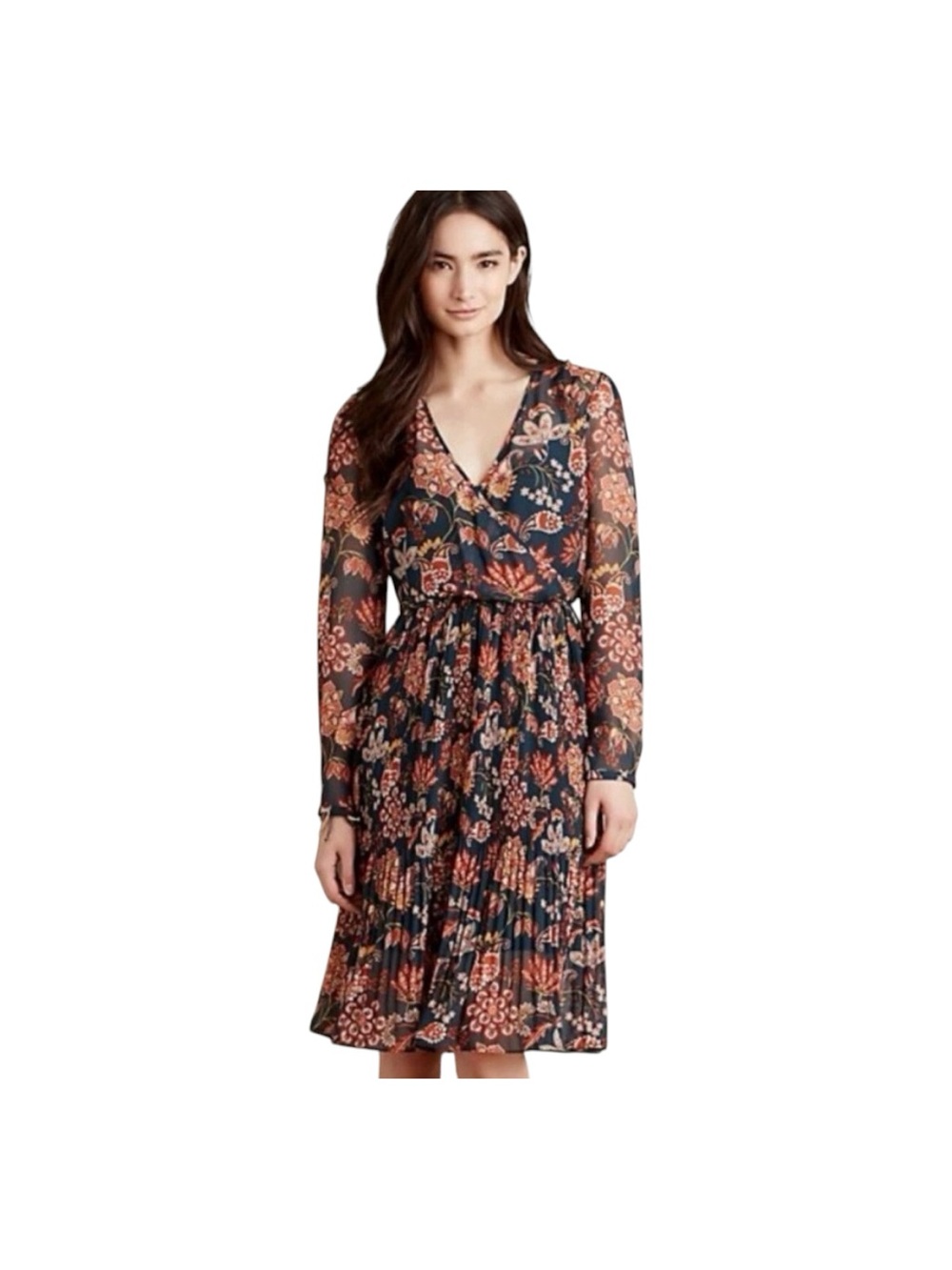 Maeve  By anthropology Multicolor paisley Print Chiffon Gathered Waist Midi M